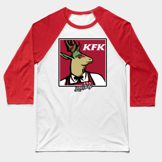 Kentucky Fried Kelbi Baseball T-Shirt by Zebnoiser